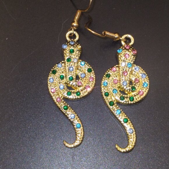 3 pairs silver & gold tone earrings Cross,Bows and Snakes - Picture 5 of 6